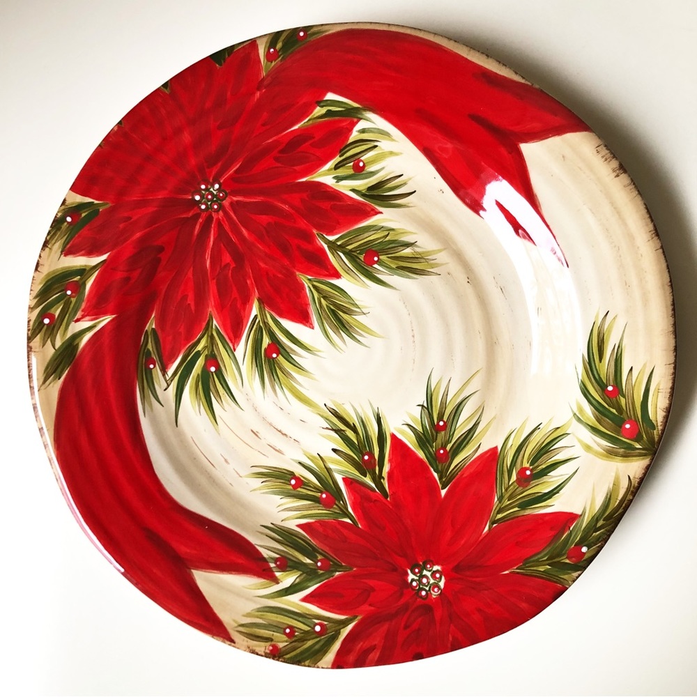 Tabletops Gallery Christmas Carol Serving Plate Hand Painted & Crafted Platter
